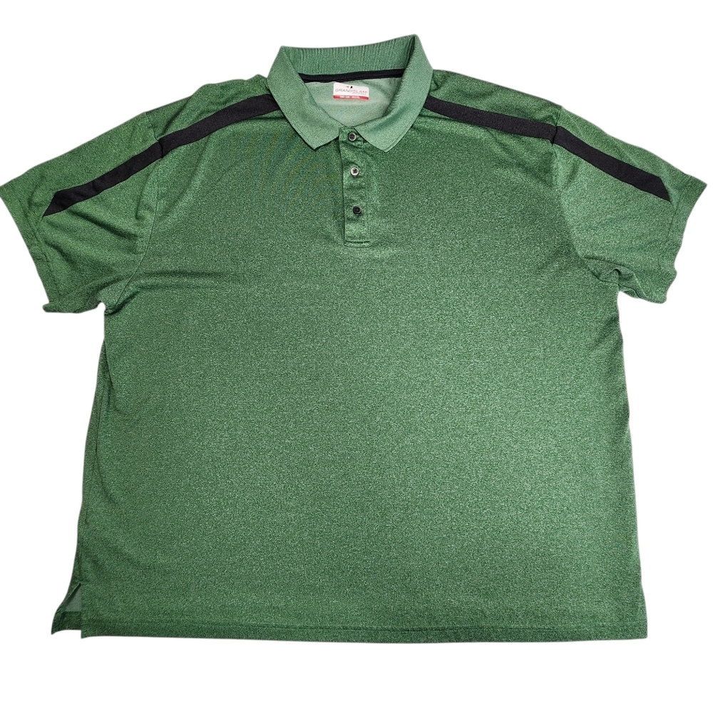Gland Slam Golf Polo Men 3XB 3XG Heather Green Black Stripe Athleisure